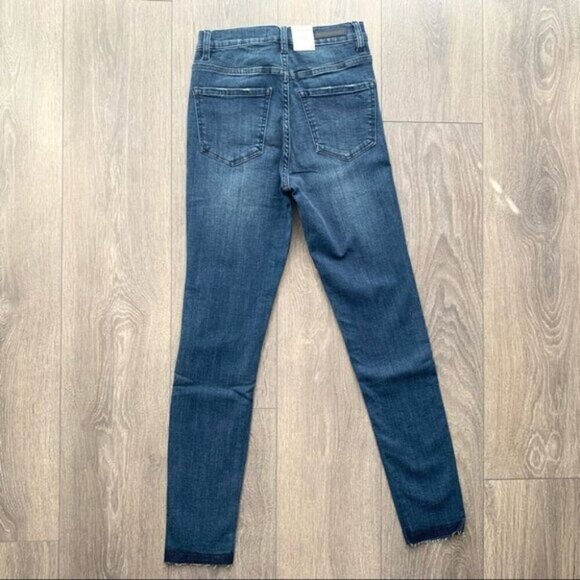 NEON BLONDE Bombshell High Rise Skinny Jeans Denim Dark Wash Distressed Size 25 - Picture 14 of 15